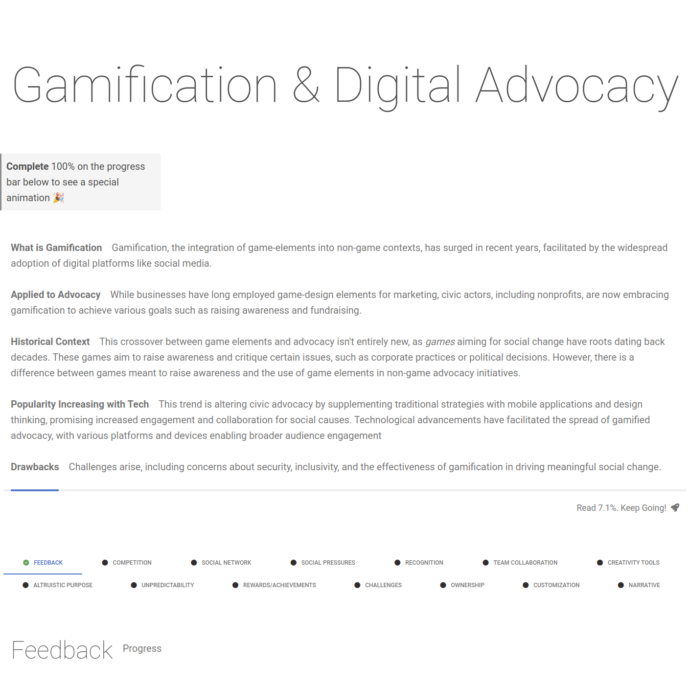 Gamification for Digital Advocacy